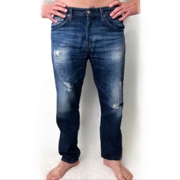 AG Adriano Goldschmied The Apex Drop-Rise Distressed Jeans Size 31 - Picture 1 of 11